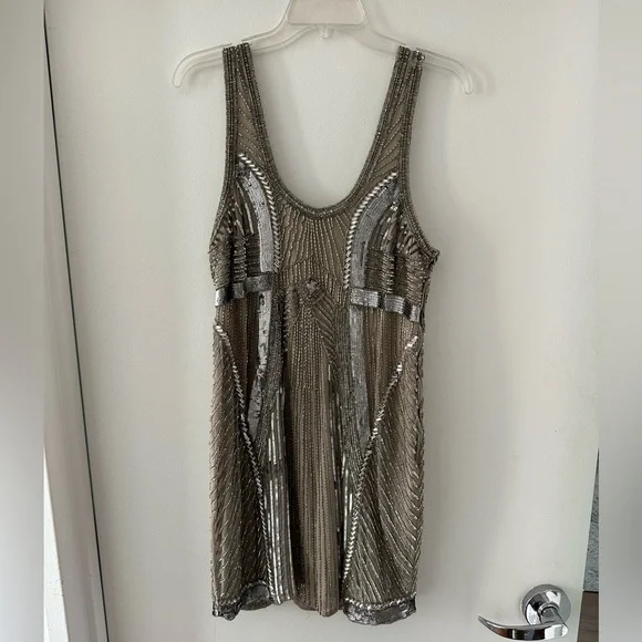 silver beaded mini dress SHINE BRIGHT BEADED MINI DRESS – AKIRA